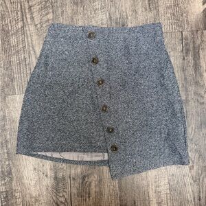 Simple Gray Mini Skirt with Button Detail